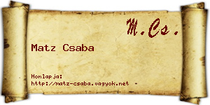 Matz Csaba névjegykártya